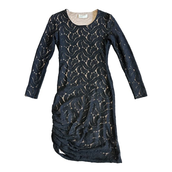 A.L.C Black Lace Patten Knee Length Cashmere Blend Sheath Dress, Size XS - Picture 1 of 6